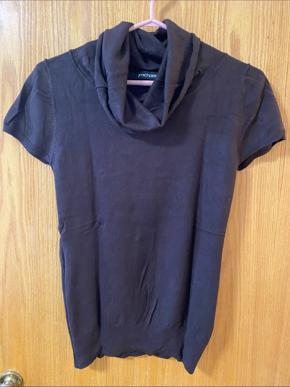 jmichaels Brown Cowl Neck Short Sleeve Size Small